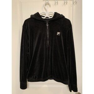 FILA Black Velour Quarter Zip Medium Velvet Hoodie